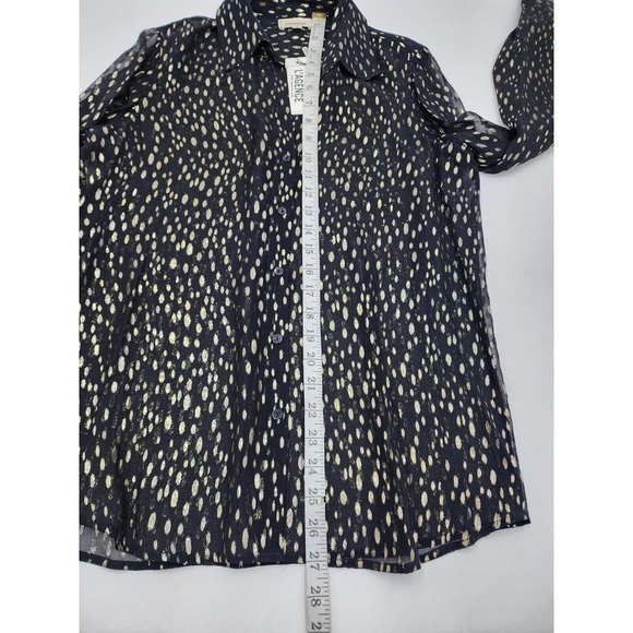 L'AGENCE Black Sheer Metallic Dots Long Sleeve Button Blouse XS/T - Picture 7 of 8